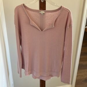 Lucky Brand Spilt Neck Pullover long Sleeve Thermal‎ Top Light LavenderSize S